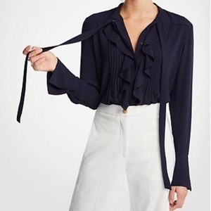 Ann Taylor Tie Neck Ruffle Blouse